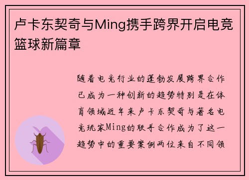 卢卡东契奇与Ming携手跨界开启电竞篮球新篇章